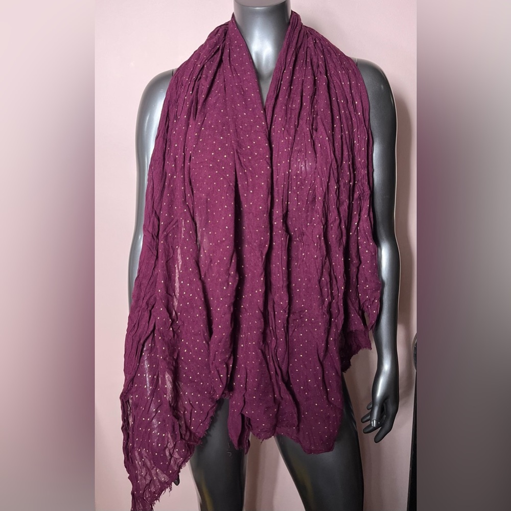 Women's Polka Dot Rectangular Purple w/Gold Scarf 60"x24" Maxi Shawl Wrap